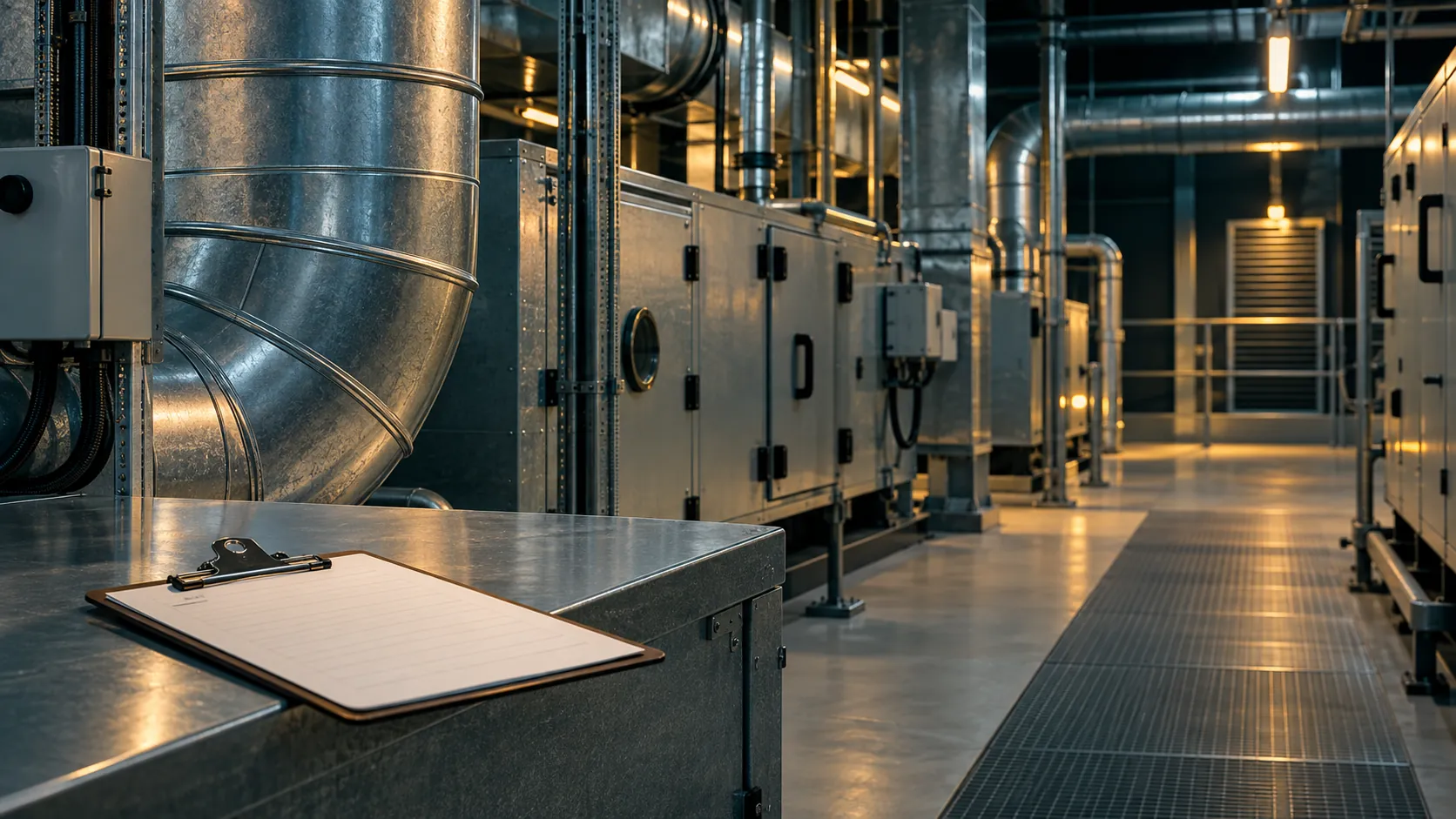Illustrative ventilation plant room, the setting of the fictional Atlas handover case.